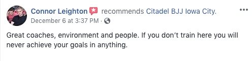 Connor Leighton Review Citadel BJJ Iowa City