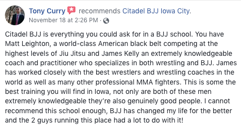 Tony Curry Review Citadel BJJ Iowa City