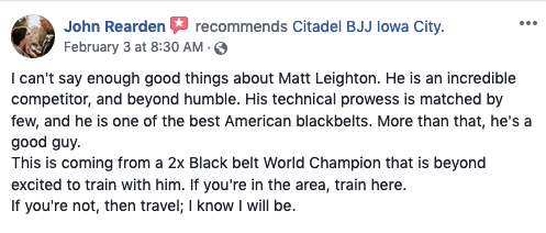 John Rearden - Citadel BJJ Iowa City