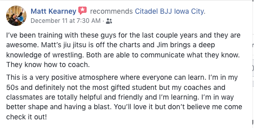 Matt Kearney Review Citadel BJJ Iowa City
