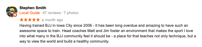 Stephen Smith Review Citadel BJJ Iowa City