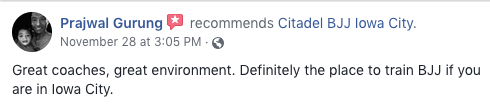 Prajwal Gurung Review Citadel BJJ Iowa City