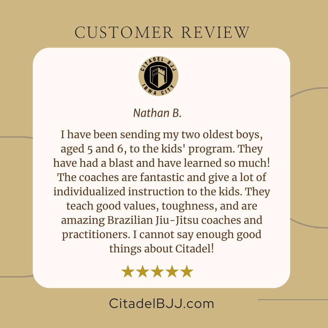 Citadel BJJ Iowa City 5 Star Review | Nathan