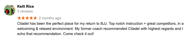 Kelli Rice Review Citadel BJJ Iowa City