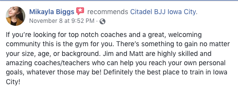 Mikayla Biggs Review Citadel BJJ Iowa City